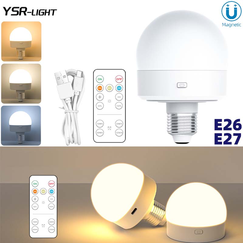 E26 E27 LED 電球 CCT デュアルホワイト RGBCCT 調光可能タイマーリモコン USB 充電式ベッドサイド照明アンビエントナイトライト