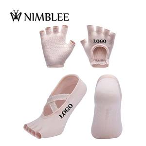 NIMBLEE 5本指ピラティスソックス、つま先なし、滑り止め、ハーフフィンガーグローブ卸売、レースグローブ、女性用ヨガソックス、ハンドセット。
