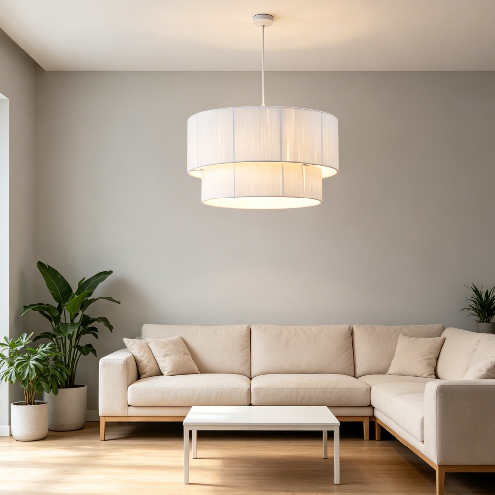 Modern Hand Woven Chandelier with 45CM White Hemp Rope Lamp Shade LED E27 Rattan Pendant Light Bedroom Parlor Ceiling Lamp