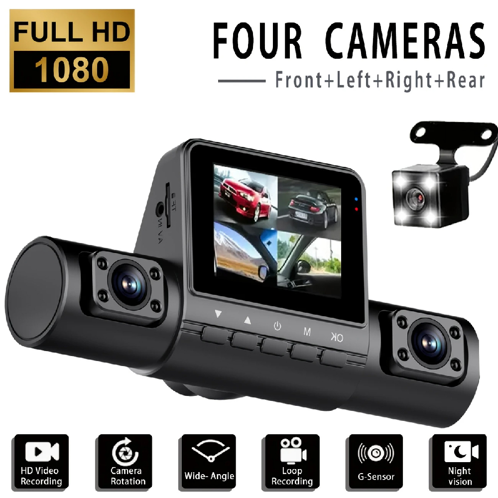 4 チャンネル HD1080P ダッシュカム 2 インチ IPS 車カメラナイトビジョン録画自動 DVR ループダッシュレコーダー車両アクセサリー