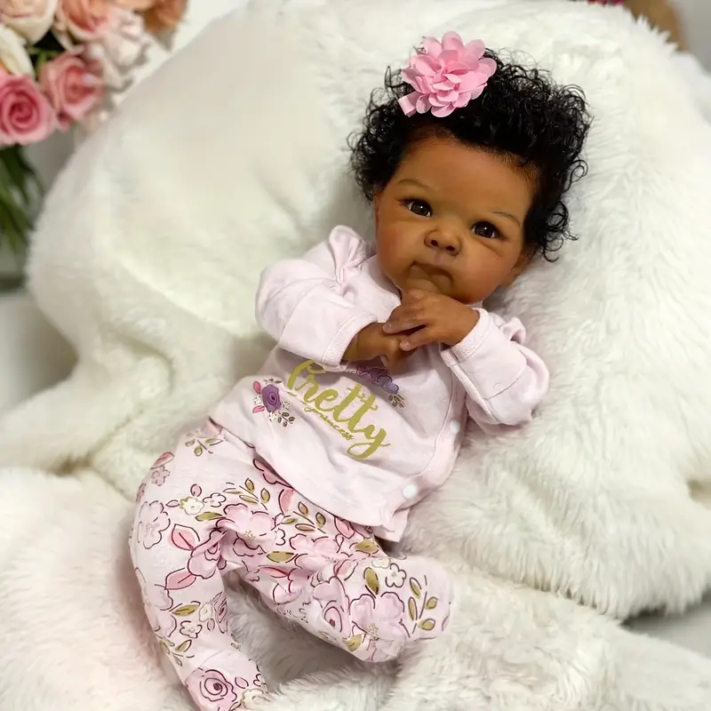 リアルなリボーンベビードール ブラックボーイ、20インチのアフリカ系アメリカ人の新生児男の子人形、本物のような加重ソフトボディ、3歳の子供へのクリスマス誕生日ギフト