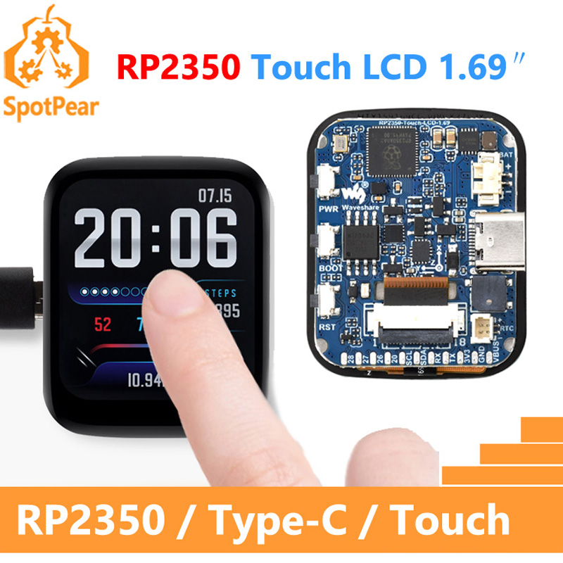 Raspberry Pi Pico 2 RP2350 1.69 インチタッチ LCD 240x280 スクリーン開発ボード Waveshare 1.69 インチディスプレイ QMI8658 6 軸