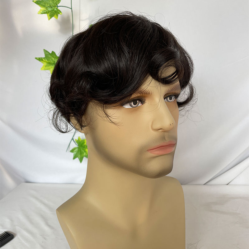 Eseewigs ヨーロッパレミー人間ヘアピース男性用かつら超透明薄皮 PU 交換ヘアピース 10 × 8 ブラウン 2 コロ