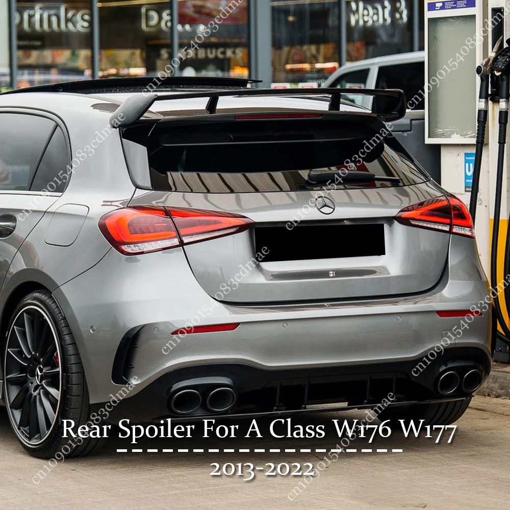 リアルーフスポイラー尾翼メルセデスベンツ A クラス W176 W177 A180 A200 A250 A260 A45 AMG 2013-2022 グロスブラックボディキット
