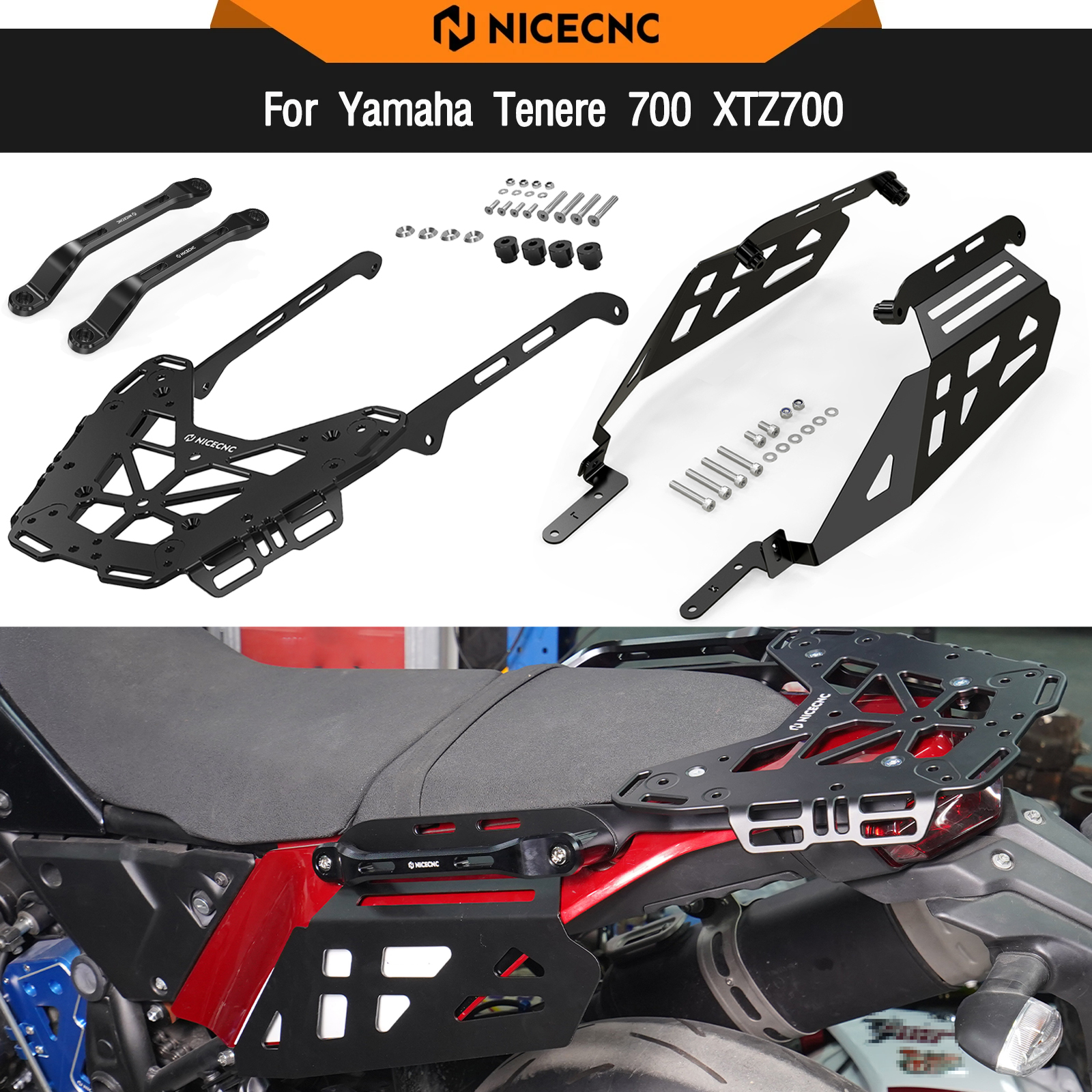 ヤマハ Tenere 700 T700 XTZ700 2019-2024 リア/サイド荷物ラックカーゴブラケットリアグラブハンドルバーレール TENERE700 XTZ T700