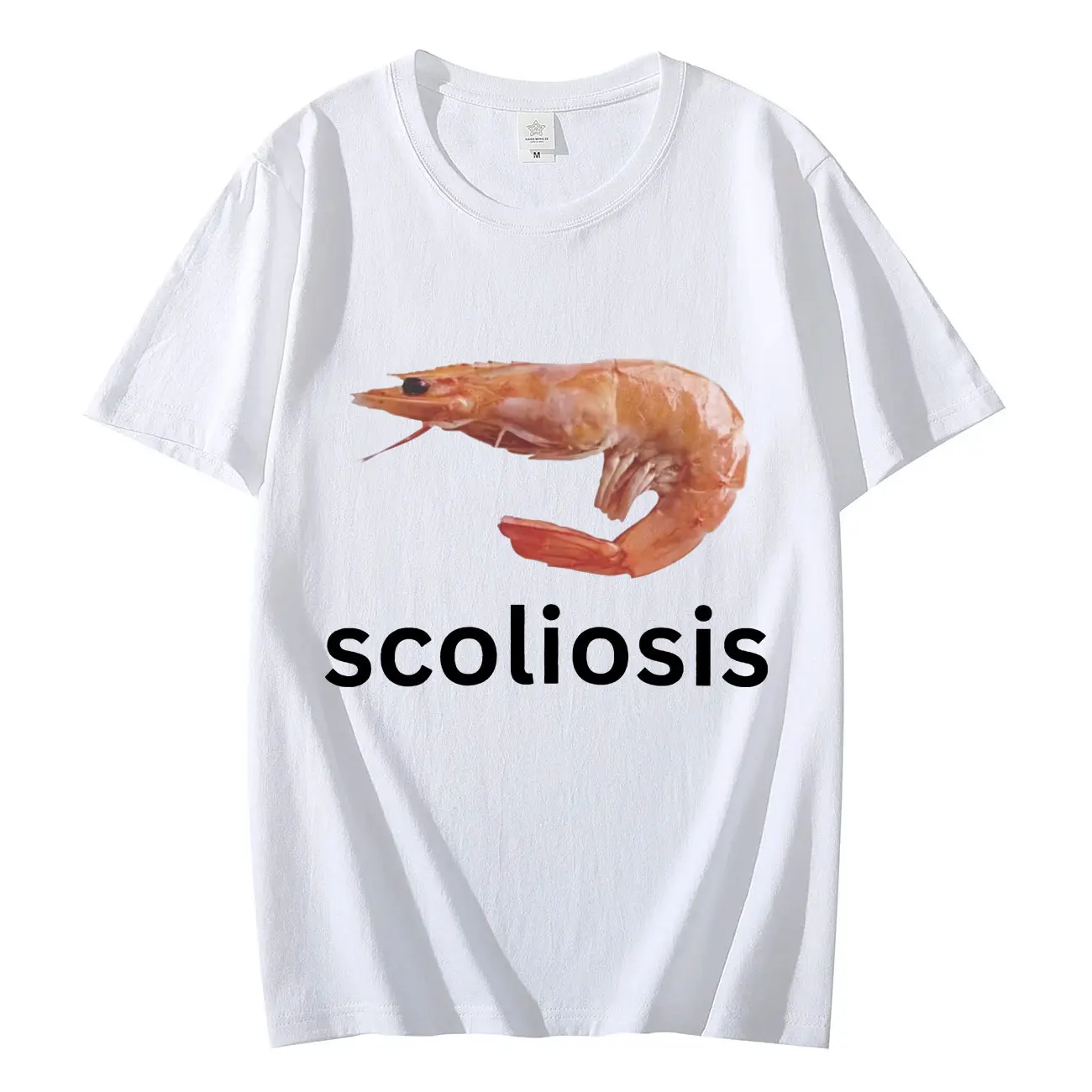 側弯症面白いエビミーム Tシャツユニセックスファッションカジュアル Tシャツ夏半袖 Tシャツストリート女性 Tシャツ