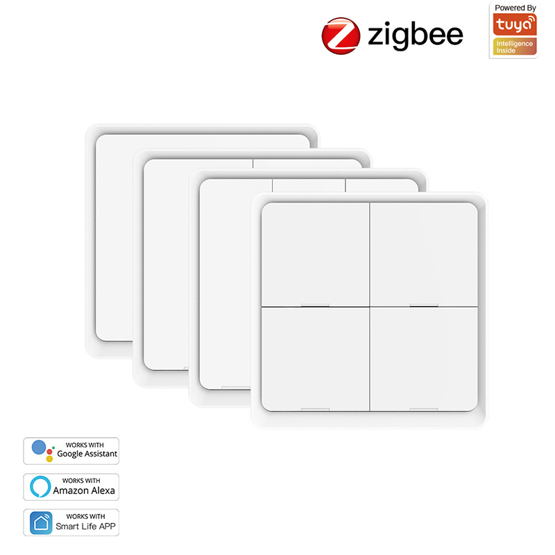 Tuya スマート ZigBee ワイヤレス ボタン スイッチ 1/2/3/4 ギャング配線無料ワイヤレス シーン スイッチ バッテリー駆動缶経由壁制御