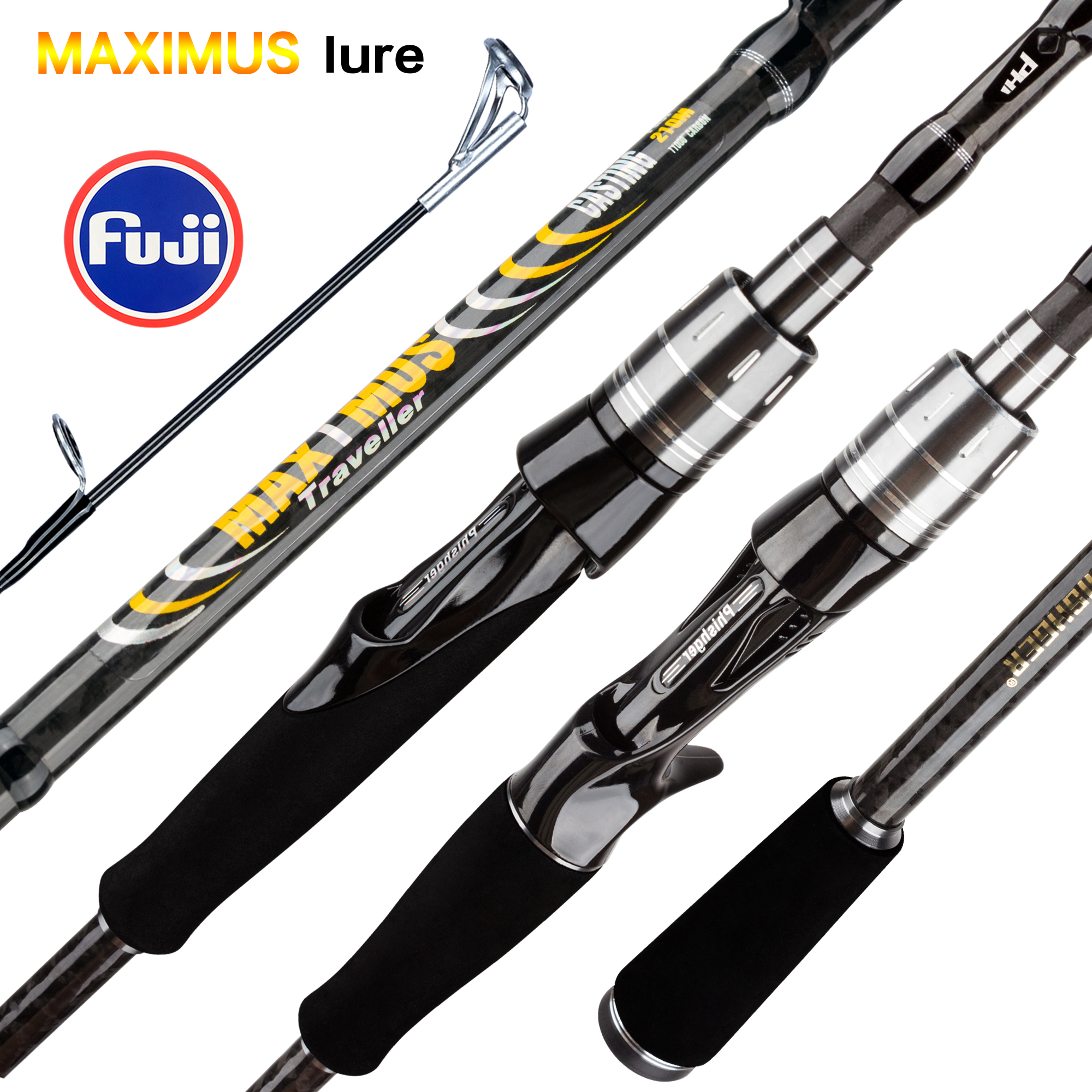 MAXIMUS ルアーフィッシングロッド 1.8 メートル 2.1 メートル 2.4 メートル 2.7 メートル 3.0 メートル 30 トンカーボンスピニングベイトキャスティング富士ガイドトラベルキャスティング 3-35 グラム L/M/MH BIUTIFU