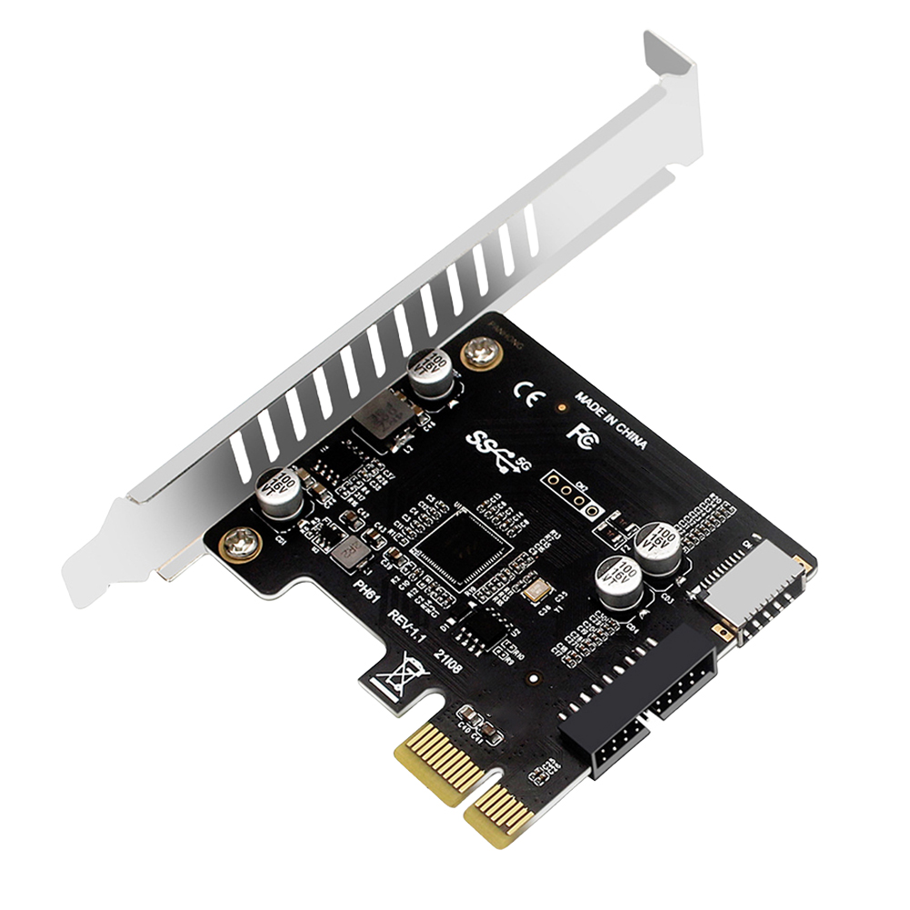 コンピュータ用 PCI-E - USB 3.0 Type C フロントパネルアダプタ 19ピン PCI-E - USB 3.0 ハブスプリッター拡張カード