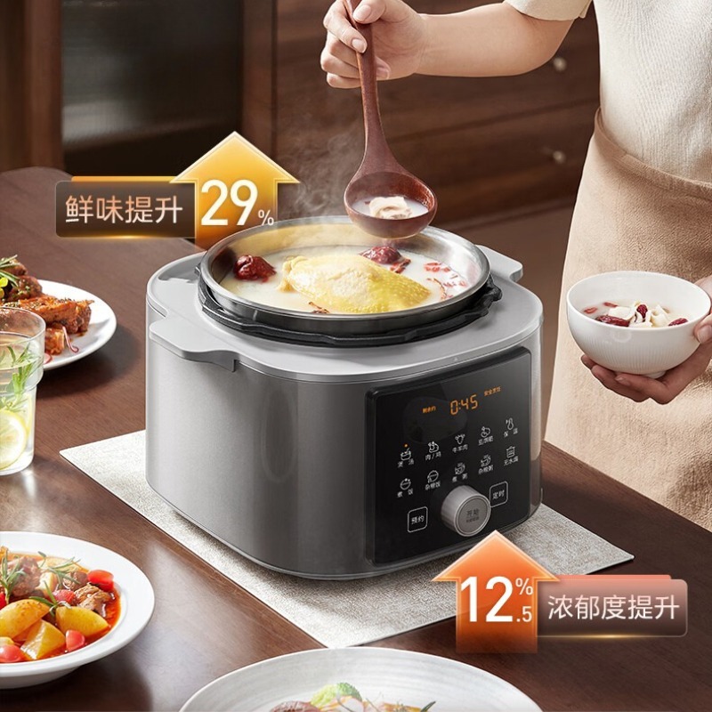 スープやご飯作りに最適な家庭用二重内鍋5Lスマートタイマー付き電気圧力鍋。