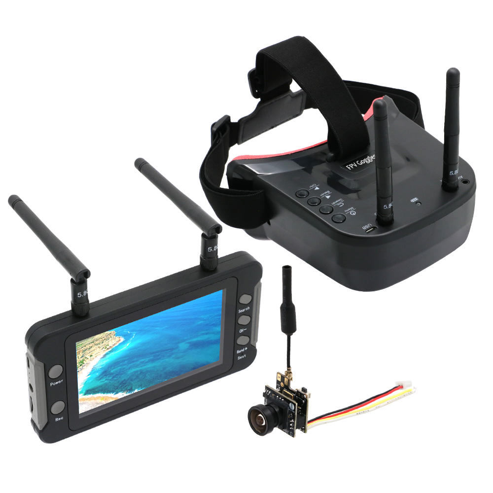 5.8G 40CH デュアルアンテナ FPV ゴーグル モニター ビデオ メガネ ヘッドセット HD W/5.8G 25mW トランスミッター FPV カメラ OSD レーシングドローン用