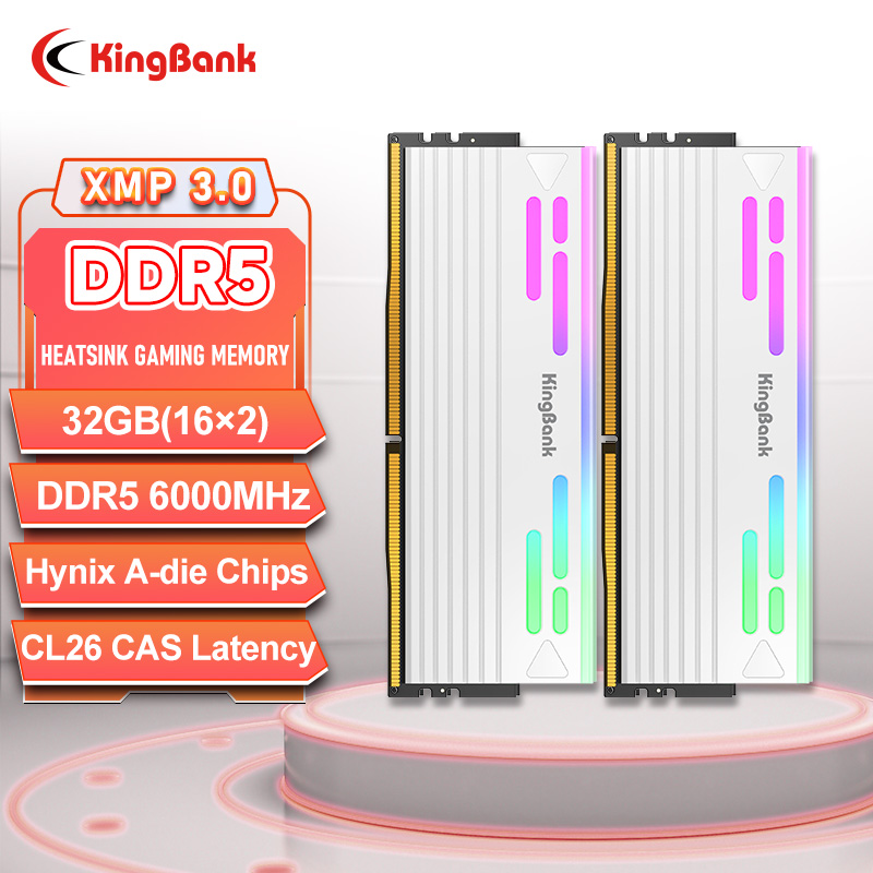 KingBank SoarBlade KFRW DDR5 RGB Series Ram 16GBx2 6000MHz CL26 Hynix A die Memory UDIMM Desktop for Diy Gaming Computer