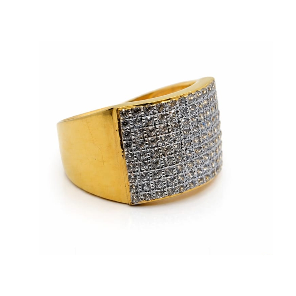 Elegant 22K Gold Mens Ring with Diamond Grid Design Stylish Heavy Finger Ring for Men Luxury Jewellery for Daily Wear