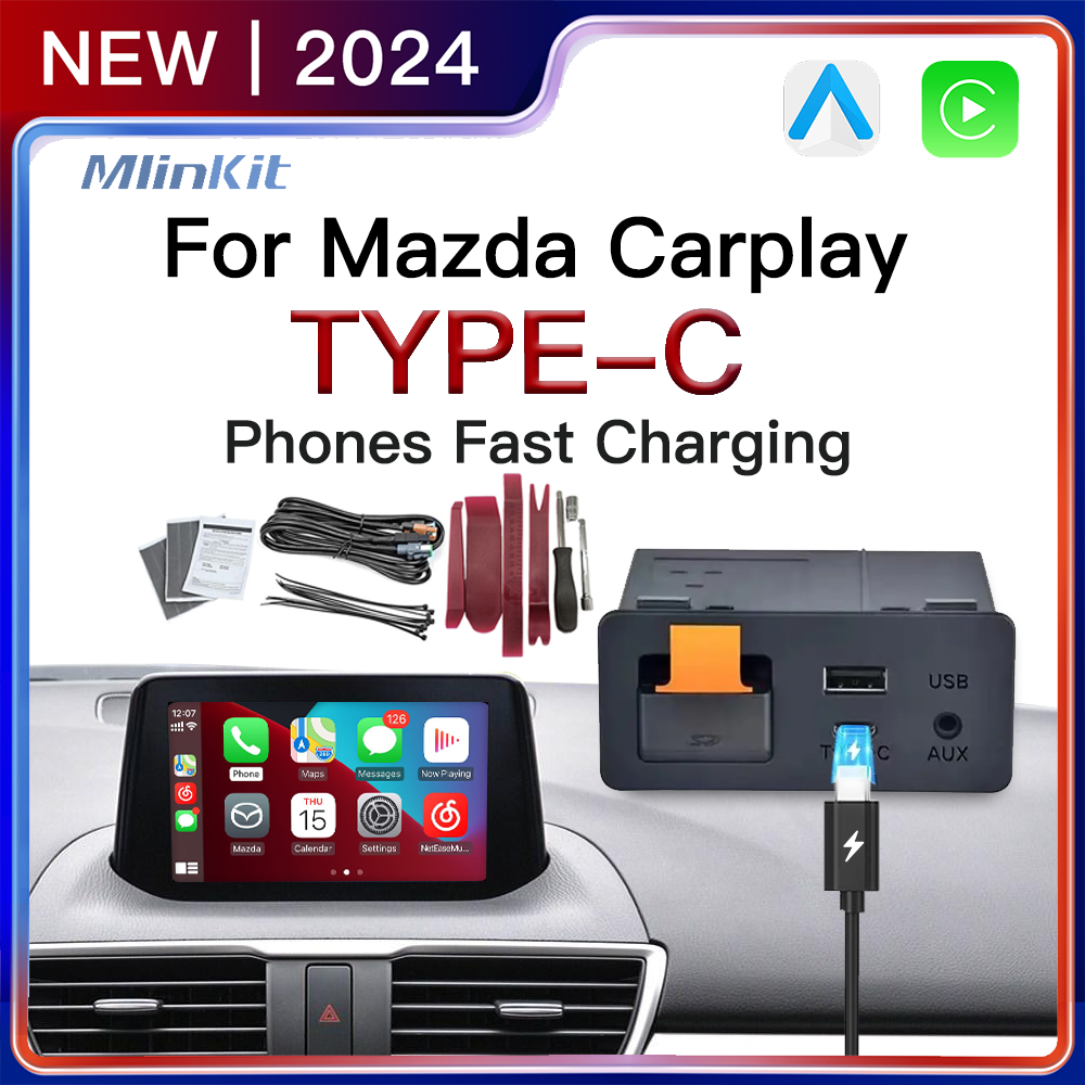 タイプ C CarPlay キット Android 自動アダプター USB ハブ OEM マツダ 3 6 2 CX5 CX3 CX8 CX9 ミアータ アクセラ MX5 レトロフィット P2 TK78669U0C キット