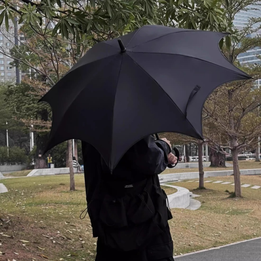 ブラックゴシック傘ロングハンドル UV 保護日焼け止め女性のためのサンレインシールド防風雨具傘アカデミー