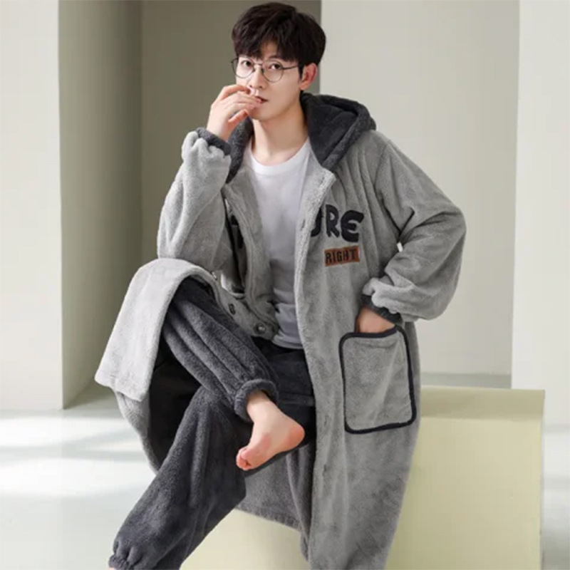 L-5XL 大サイズ厚いサンゴフリースパジャマセット男性漫画冬暖かいフード付きジャケットパンツパジャマローブ上着ホーム服