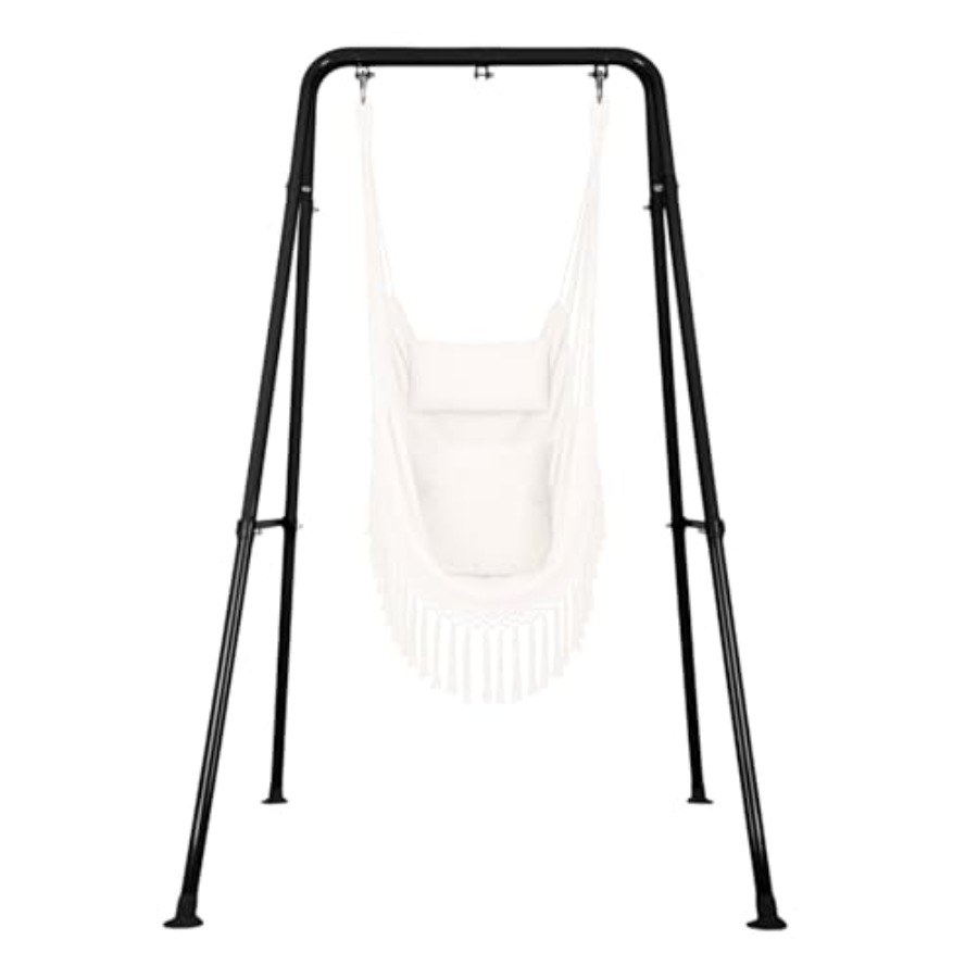 ハンモックスタンドのみ屋内外用スイングスタンド安全フック付き裏庭用頑丈な金属製ブランコ組み立てが簡単なハンモック
