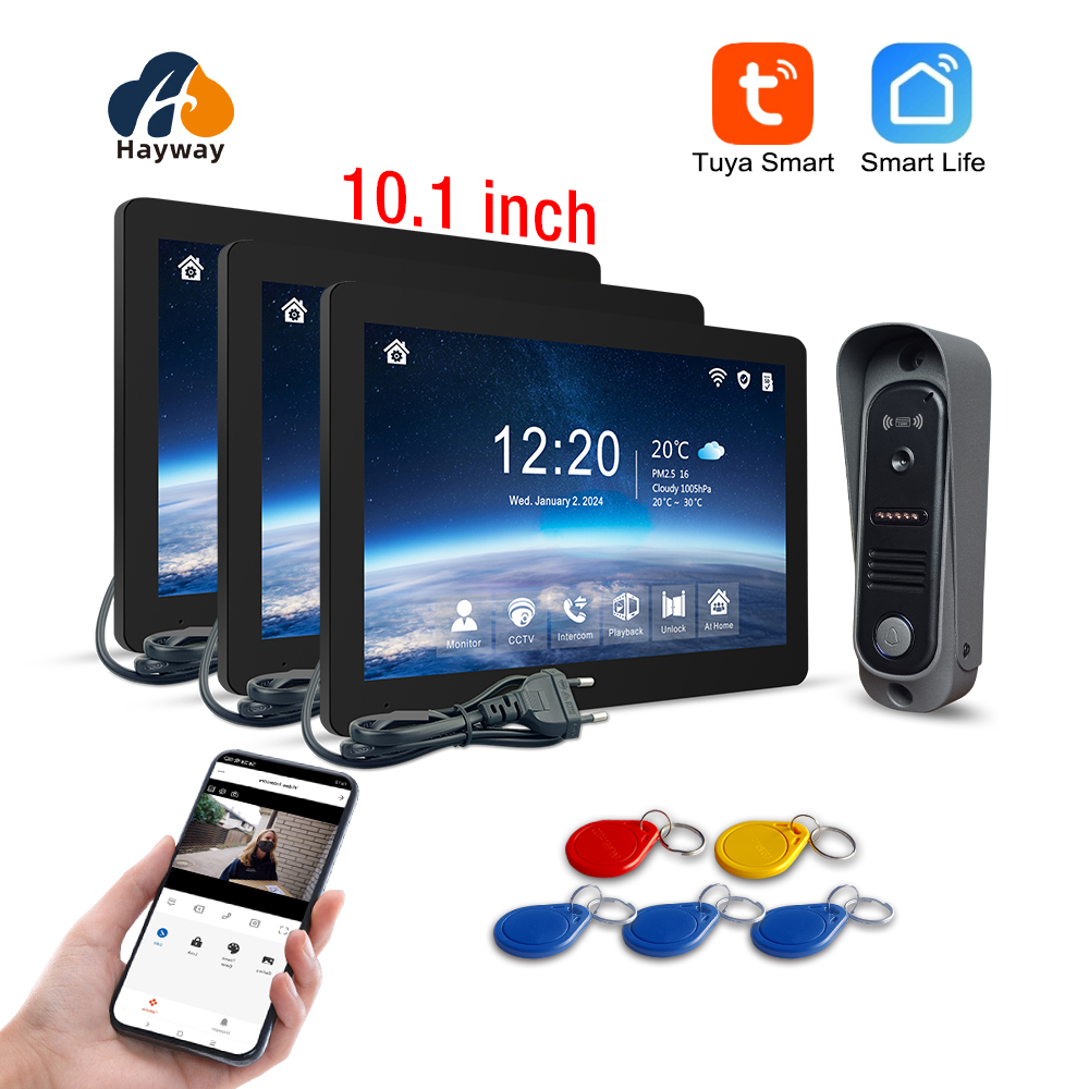 10インチHDビデオインターホン1080PホームドアベルTuyaアプリワイヤレスビデオインターホンロック解除モバイル検出など