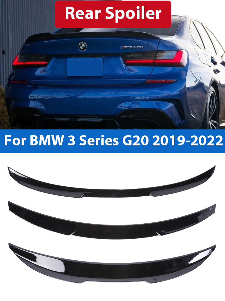 カーボンファイバーリアバンパースポイラーリップ BMW 3 シリーズ G20 2020-2023 MP M3 M4 PSM スタイルスリムトランクウイングキット Refting グロスブラック