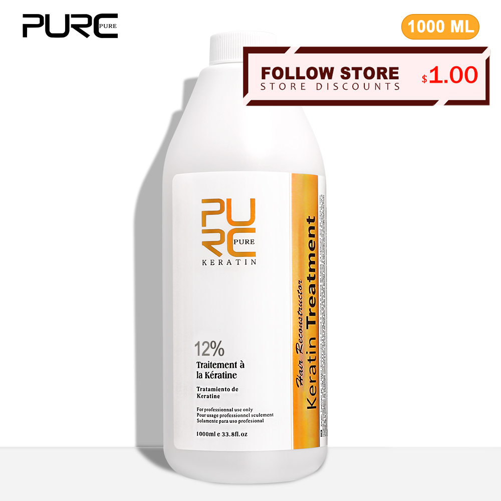 PURC 12% ケラチンスムージングヘアトリートメント縮れ毛除去ブラジルケラチン縮毛矯正プロのヘアケア製品 1000ml