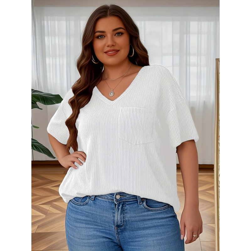 プラスサイズのレディース長袖コットン Tシャツ女性半袖リブ V ネック特大 Tシャツ夏軽量長袖トップ