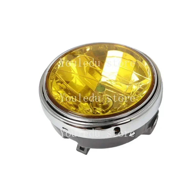 ホンダ CB シリーズ 7 インチ 35 ワットユニバーサルオートバイヘッドライトイエロークリスタルガラスクリアレンズビームラウンド LED ヘッドランプ