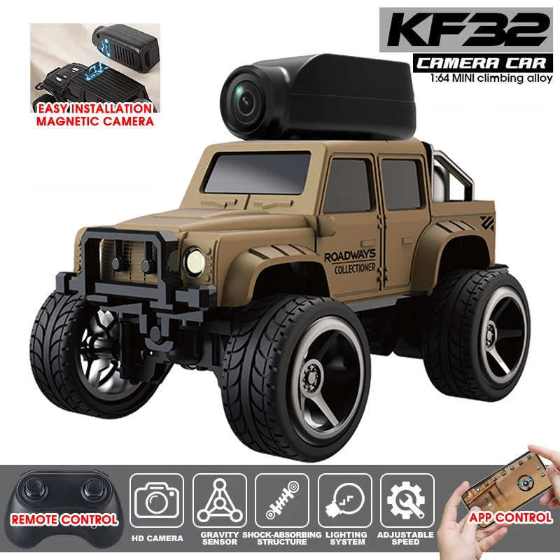 KF32 1:64 RC ミニクライミングカー LED ライトと HD カメララジオリモートコントロールカー合金のおもちゃ子供のためのクリスマスホリデーギフト