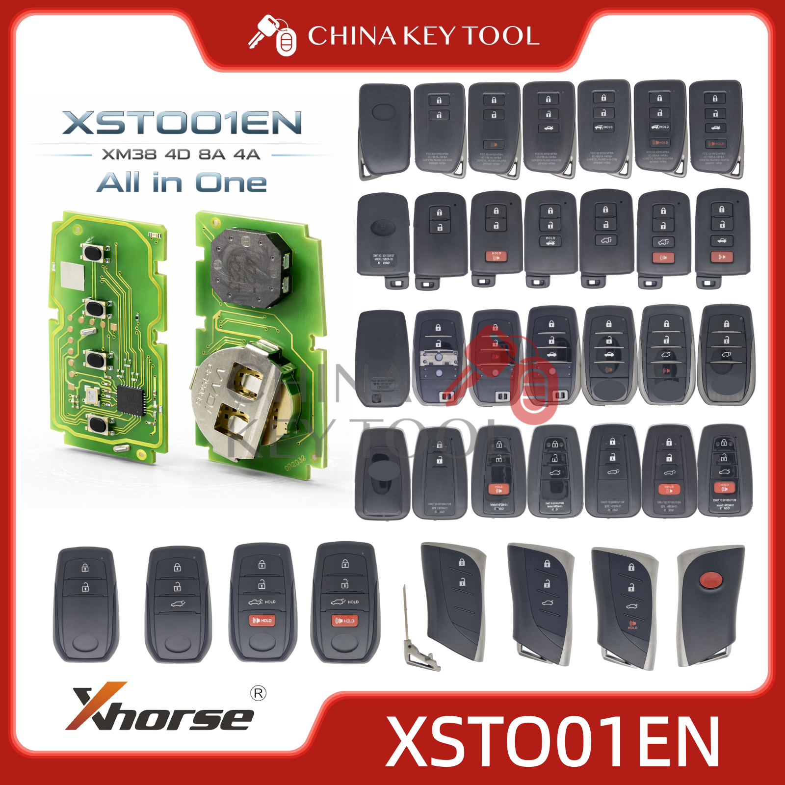 Xhorse XSTO01EN ユニバーサルスマートキートヨタ XM38 サポート 4D 8A 4A オールインワングローバルバージョン VVDI 用キーシェル付き