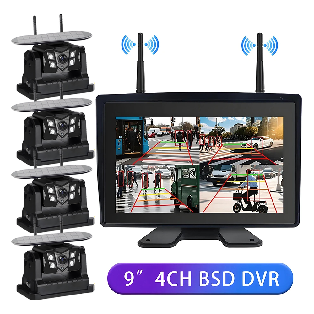 9インチ BSD アラーム ソーラー Wifi バックアップカメラ タッチスクリーン DVR 防水 ナイトビジョン 駐車支援 リアビュー トラック バス トレーラー用
