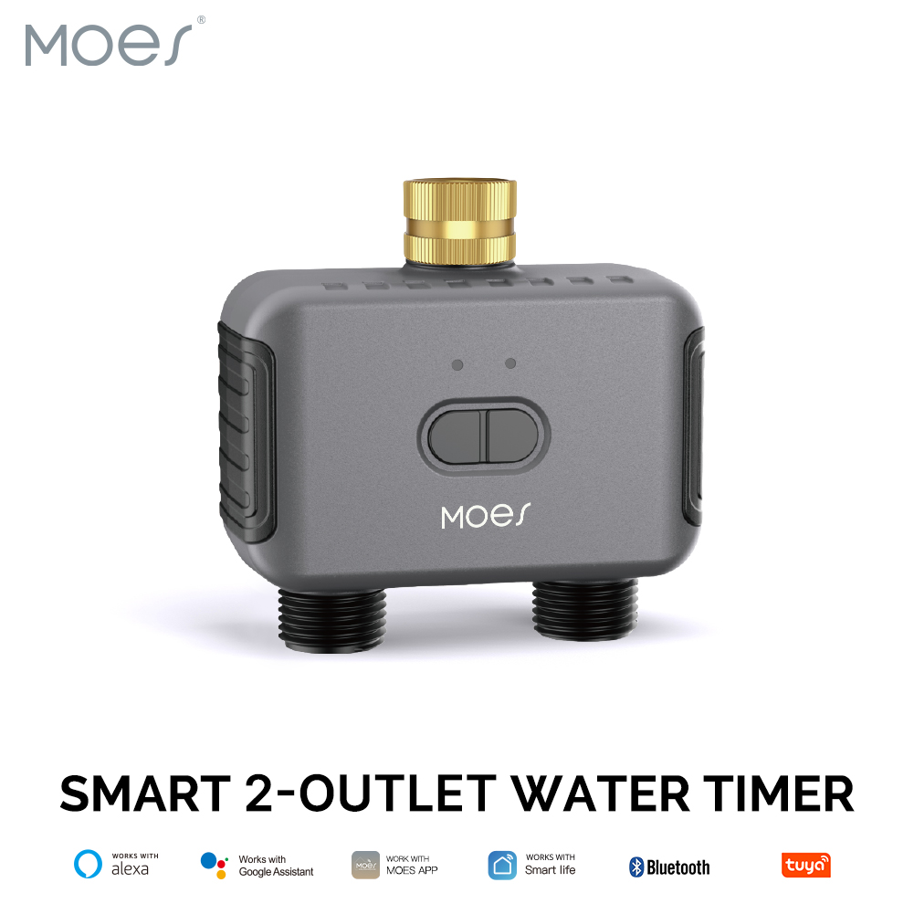 MOES Bluetooth スマート 2 ウェイ給水バルブ、庭のスプリンクラー、プログラム可能なタイマー、フィルター、雨遅延、自動灌漑制御