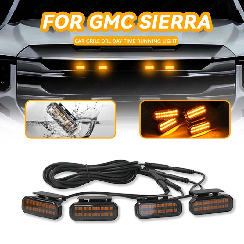 Beusfirts LED フロントグリルライト GMC シエラ車デイタイムランニングライトホイール眉毛ランプピックアップオフロード 12V