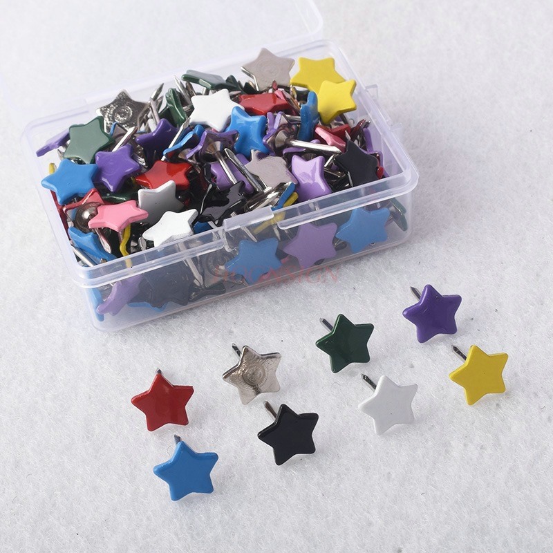 100pcs Metal push pin decorative flat tack creative pentagram sofa nail wallpaper color painting nail