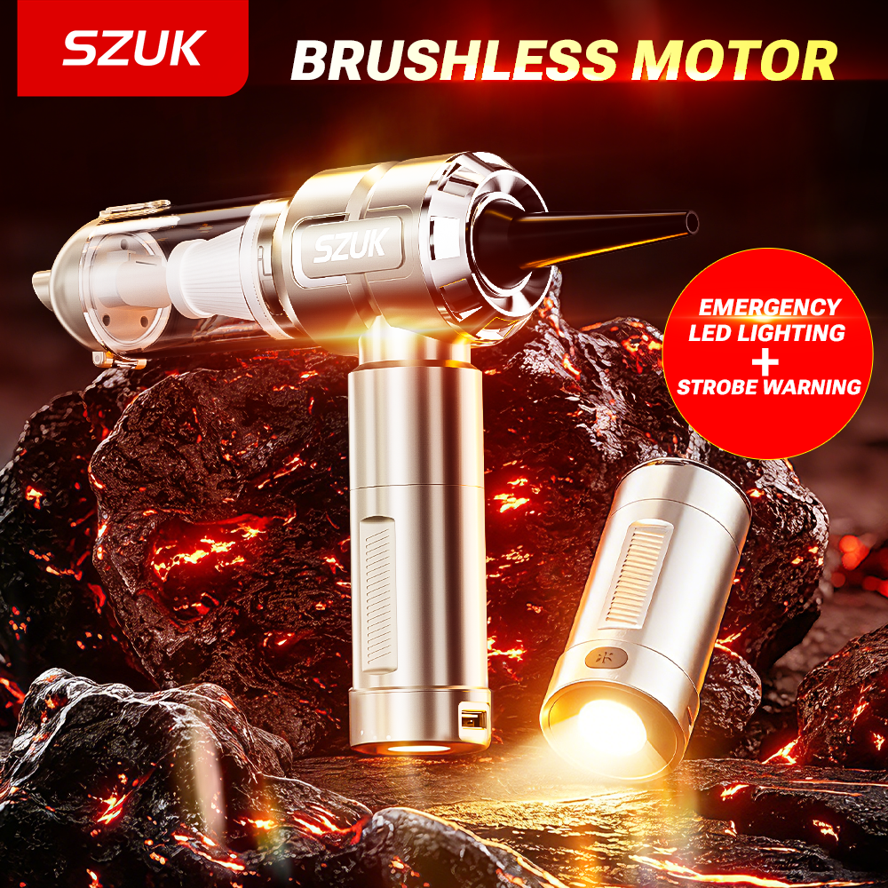 SZUK 新しいポータブル車掃除機ミニ送風機マルチハンドヘルド洗浄機 LED ライト付き強力なワイヤレス掃除機
