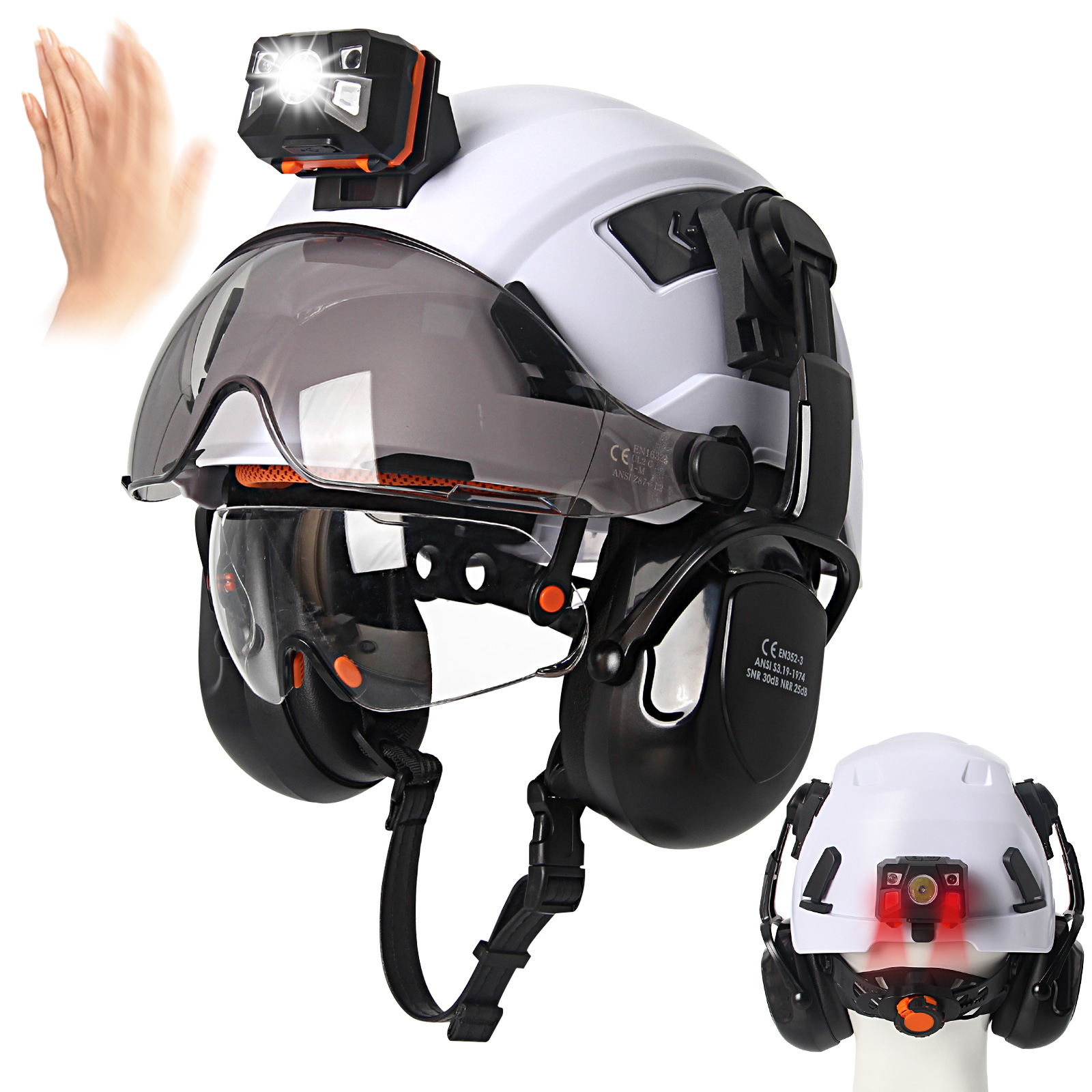 CE 建設安全ヘルメットダブルバイザーヘッドランプイヤーマフ ANSI スライド通気性ハード帽子産業エンジニアワークキャップ