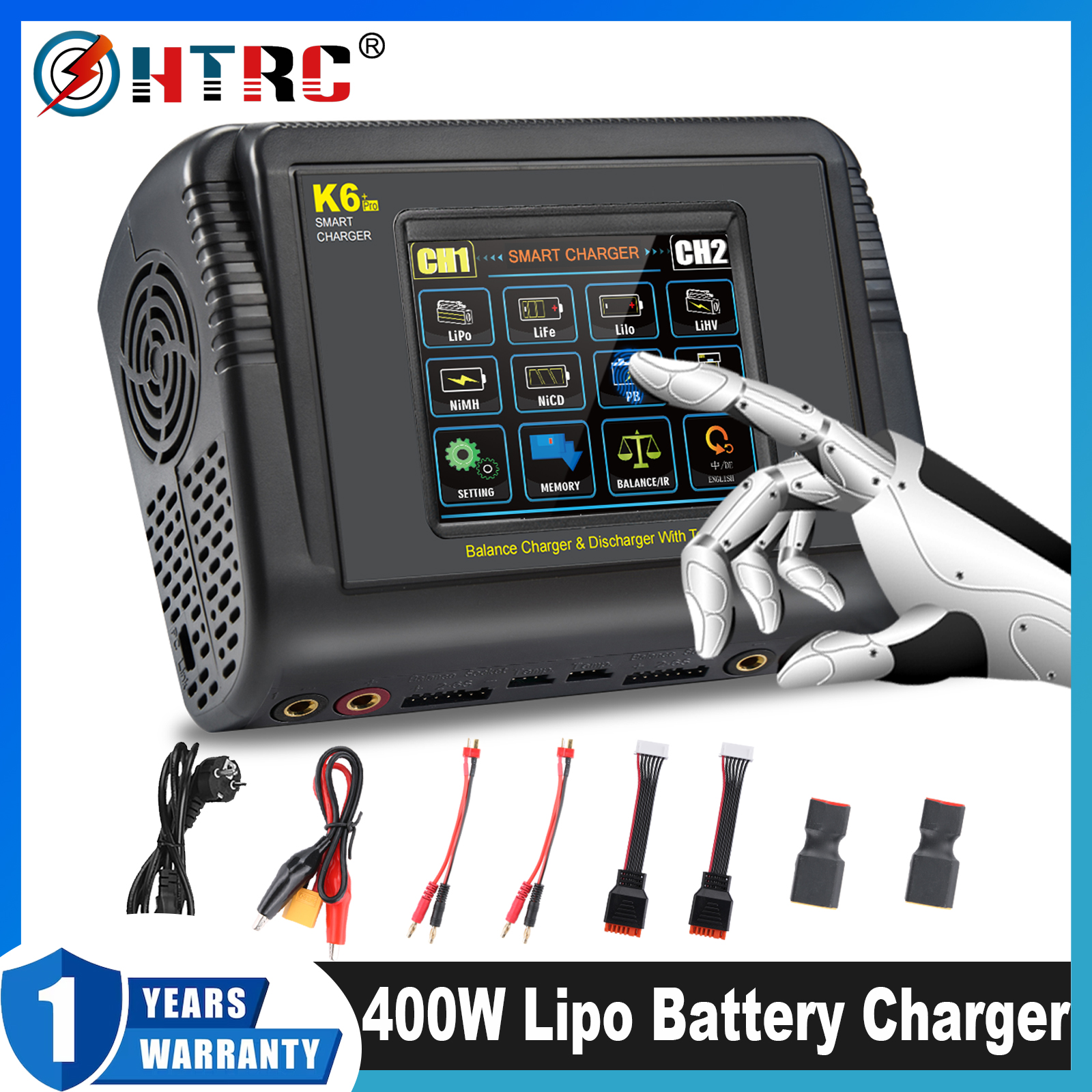 HTRC 400 ワットリポバッテリー充電器 DC 400 ワット AC 200 ワット RC デュアル充電器放電器 LiHV LifeFe リチウムロンニッカドニッケル Pb リポバッテリー