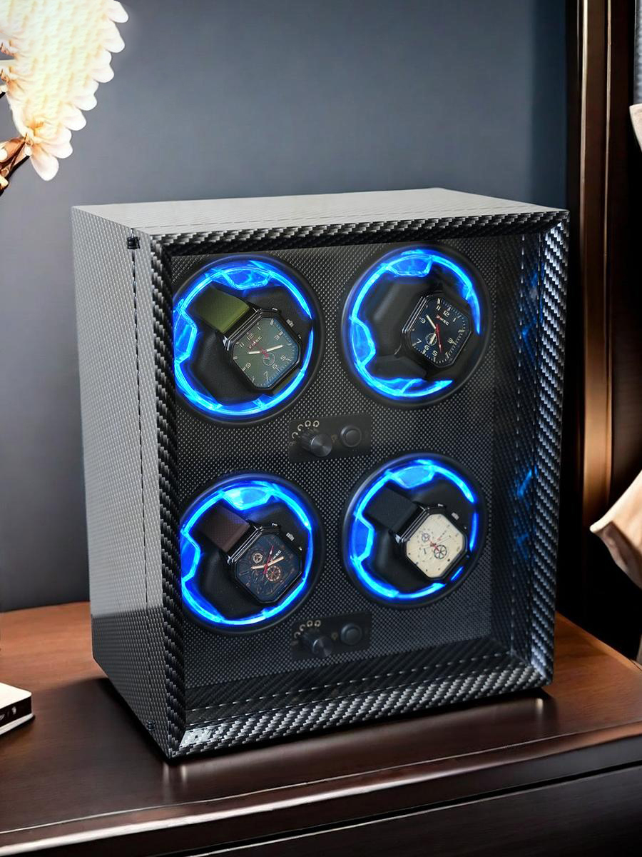 自動巻きウォッチワインダー 1/2/4スロットウォッチボックス S1モデル カーボンファイバーカラー