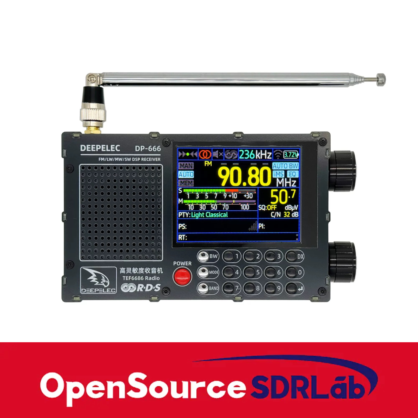DP-666 TEF6686 ラジオ 高感度フルバンド FM AM LW MW SW 短波 ESP32 RDS 2.8 インチ IPS 液晶
