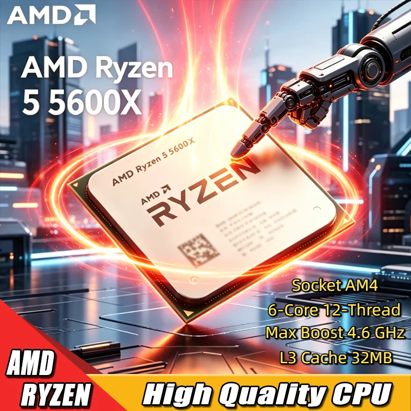 AMD Ryzen 5 5600X AMD R5 5600X CPU 6 コア 12 スレッド 4.6GHz ロック解除デスクトップ プロセッサ ソケット AM4 ゲーミング CPU パッケージなし