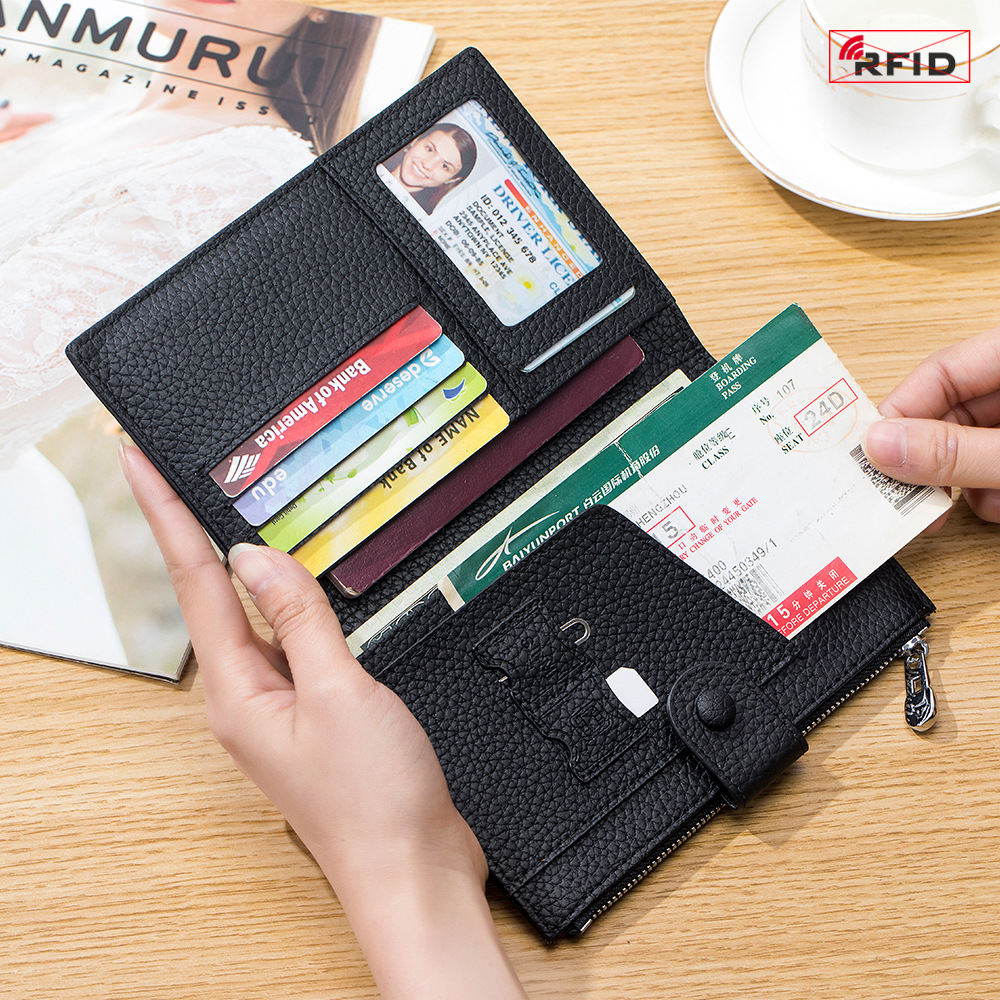本革旅行パスポートホルダー RFID ブロッキング財布多機能ドキュメントオーガナイザーパスポートチケット ID カード