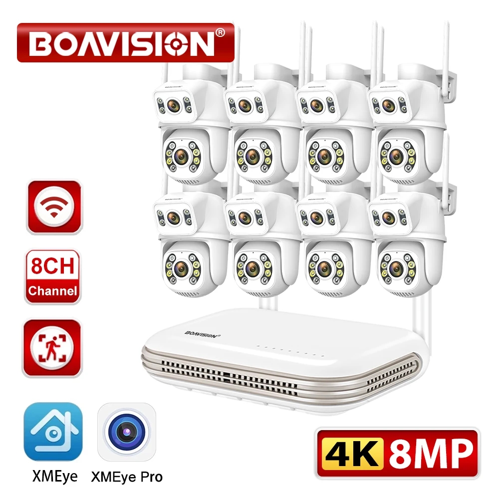 8CH ミニ Wifi NVR HD 8MP デュアルレンズ PTZ WIFI IP ホームセキュリティカメラシステムビデオ H.265 CCTV 防水ワイヤレス監視キット