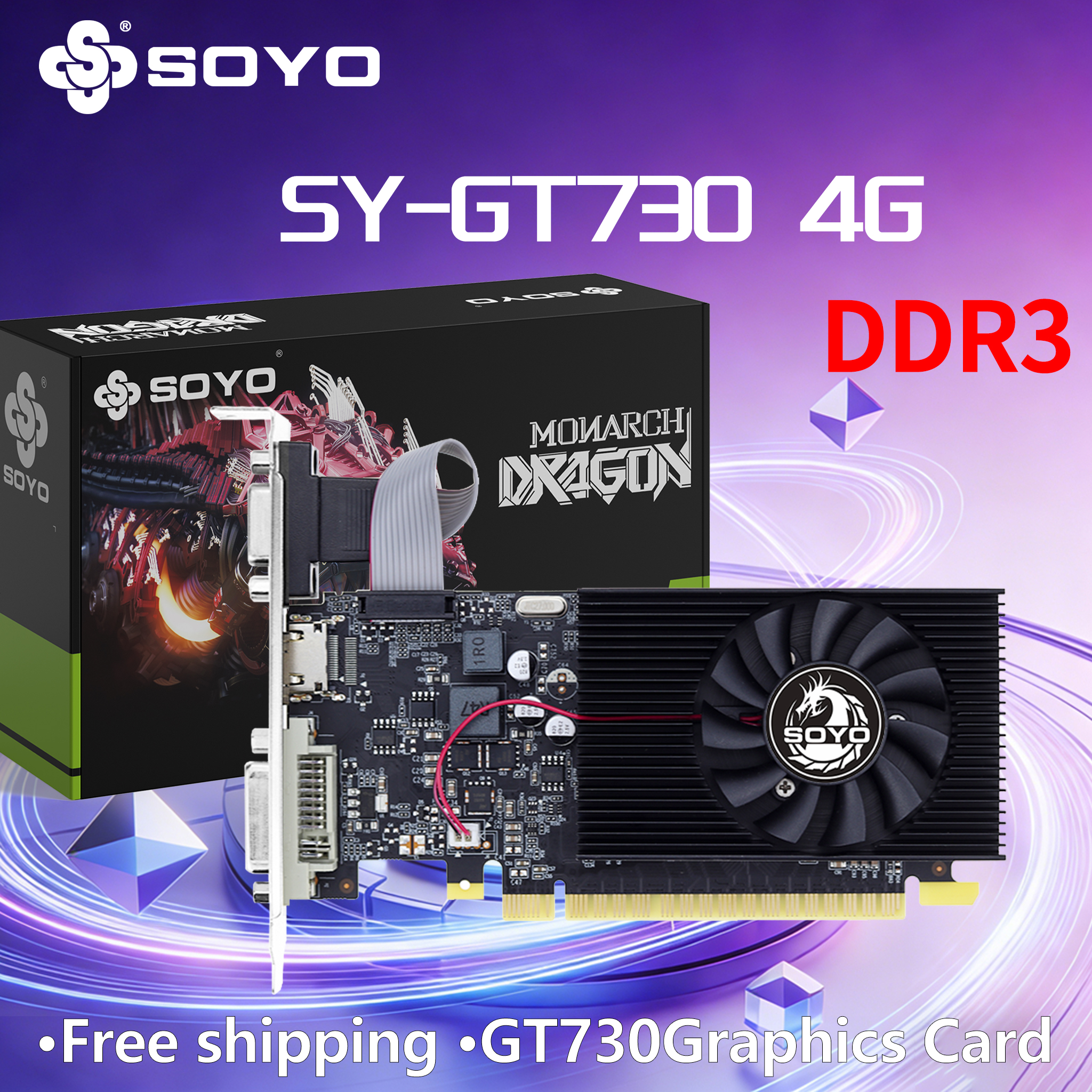 グラフィックカード SOYO NVIDIA GT730 4G GDDR3 128bit ビデオカード HDMI+DP+DVI デスクトップゲーミングコンピュータコンポーネント GPU GT 730