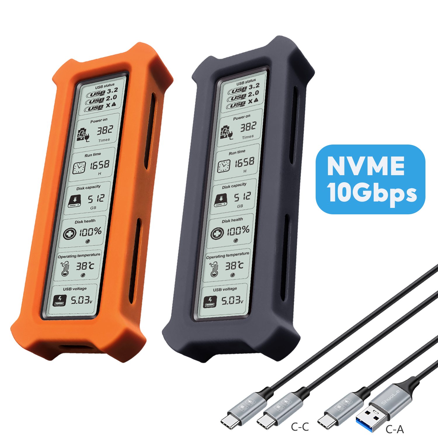 M.2 NVMe SSD エンクロージャ Visual Smart SSD ケース USB 3.2 Gen 2 10Gbps NVMe PCI-E