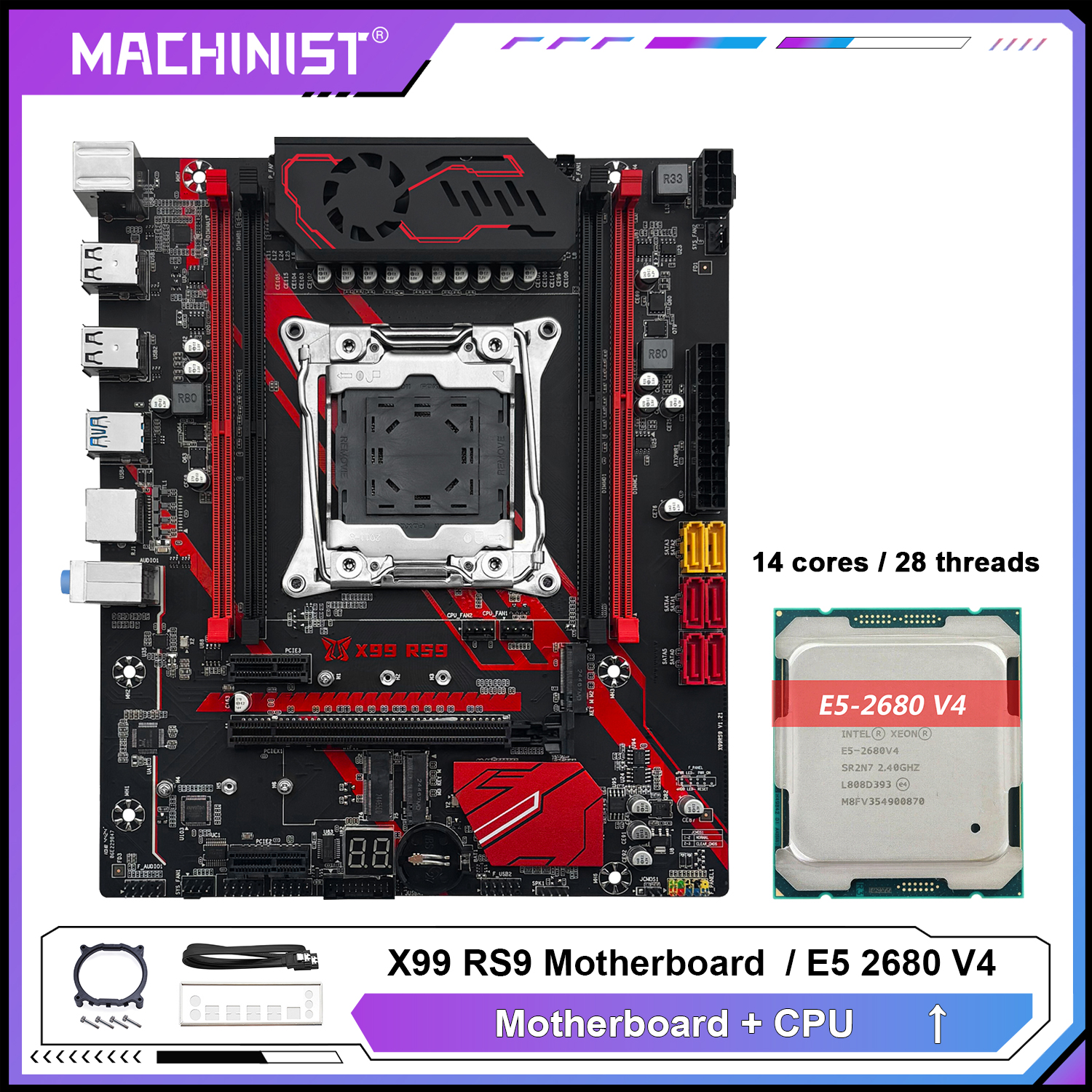 MACHINIST X99 RS9 マザーボード オプション Xeon E5 2680 V4 CPU LGA 2011-3 キットと 16GB ECC DDR4 RAM セット M.2 NVME/SATA USB 3.0
