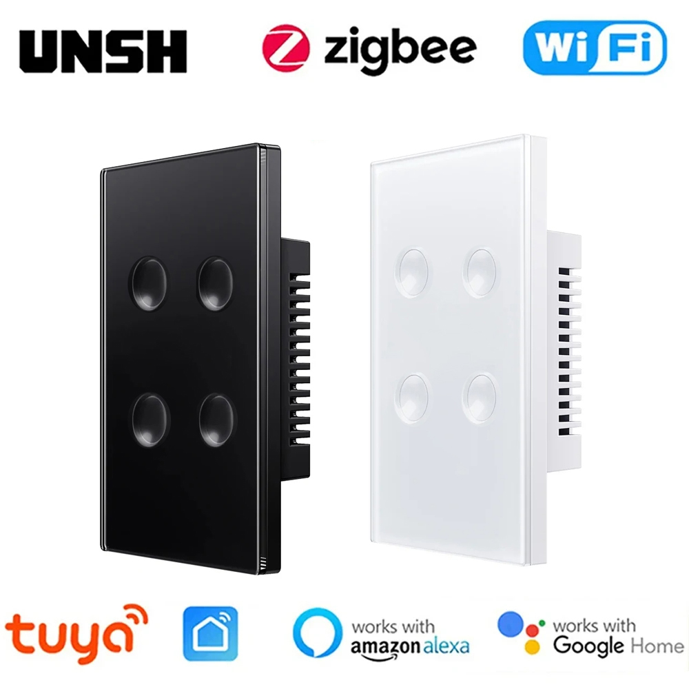 1 2 3 4 ギャング Tuya WiFi/ZigBee 3.0 スマートライトスイッチタッチスイッチ中性線あり/なし Alexa Google Home 経由スマートライフコントロール