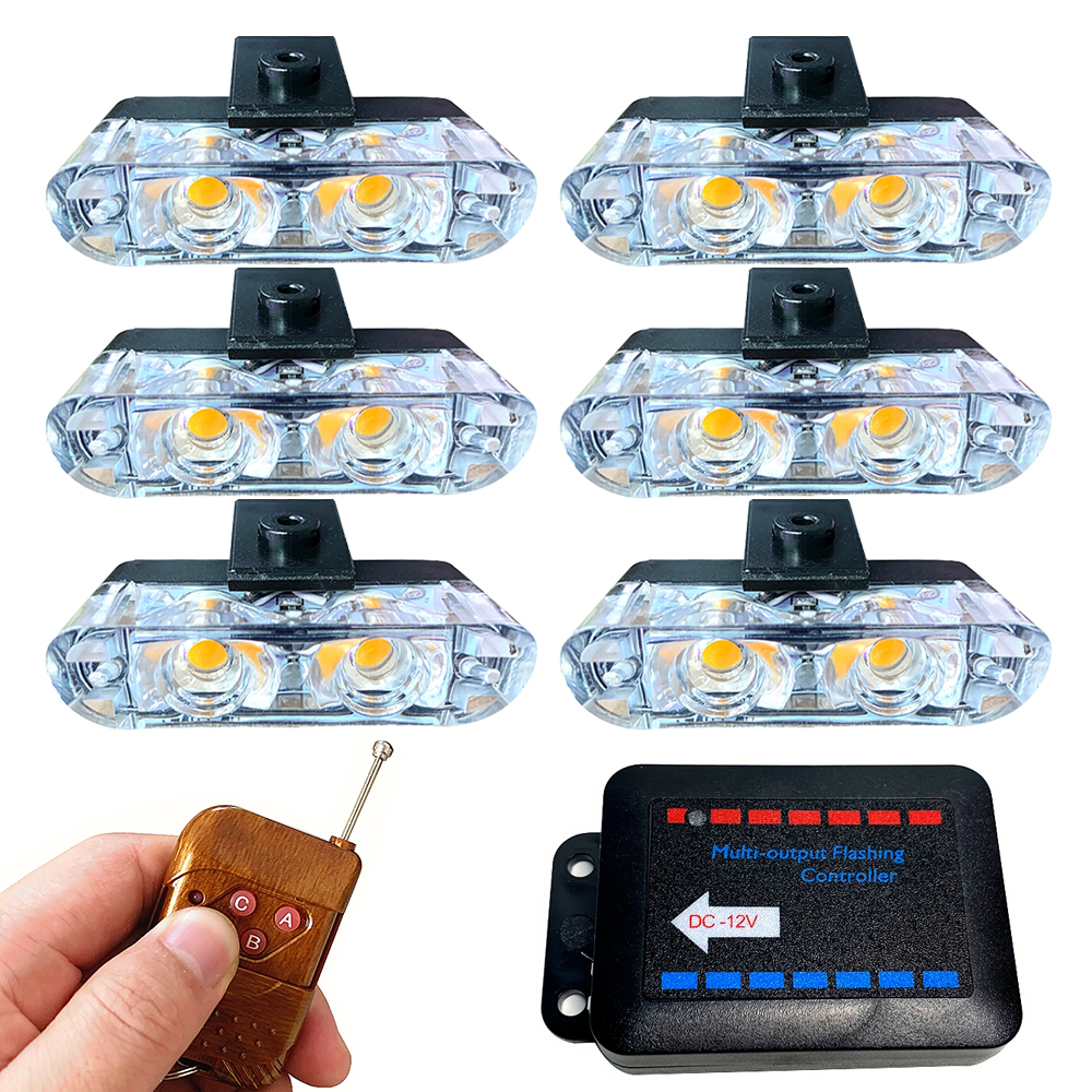 2LED ワイヤレスリモートカーストロボライト警察緊急警告ランプ LED フロントグリルランニングライトオフロード車を変更するため