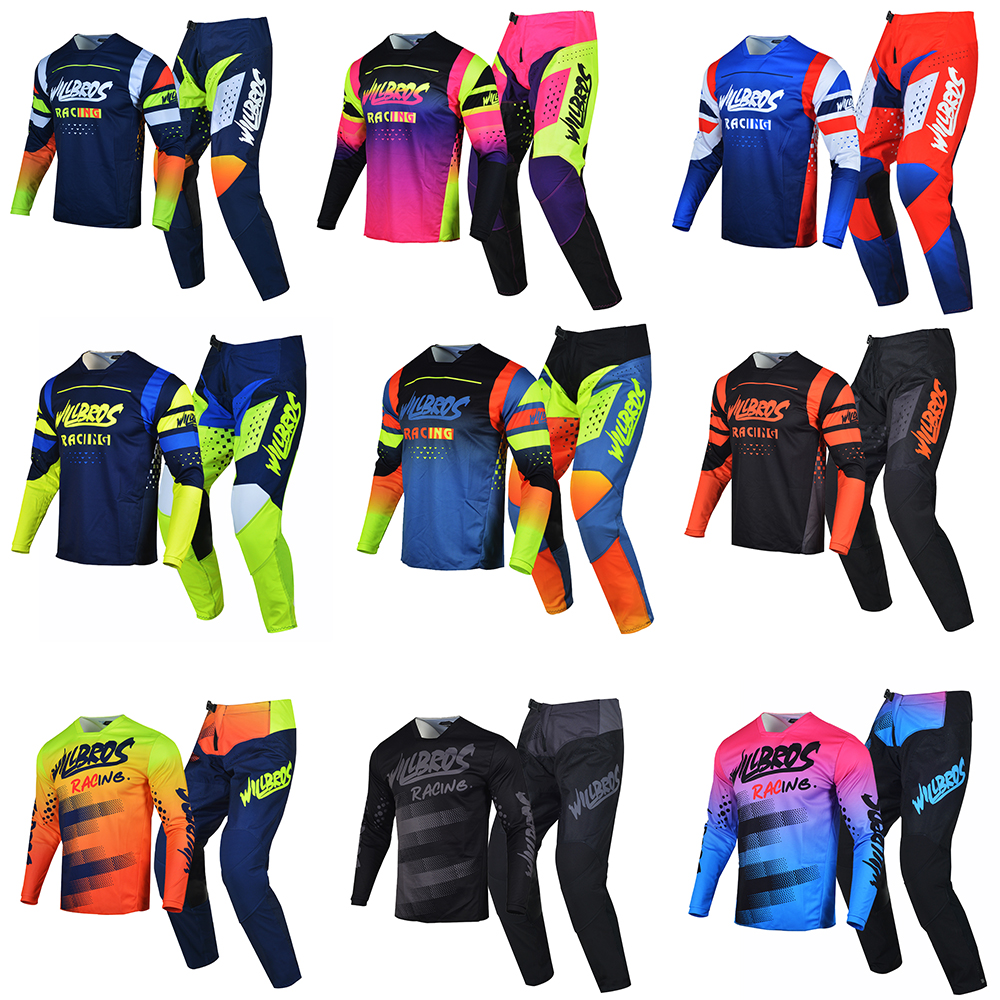 Willbros MX レーシング ジャージとパンツ コンボ モトクロス ダート バイク オフロード ギア セット ライディング エンデューロ MTB モト 大人用