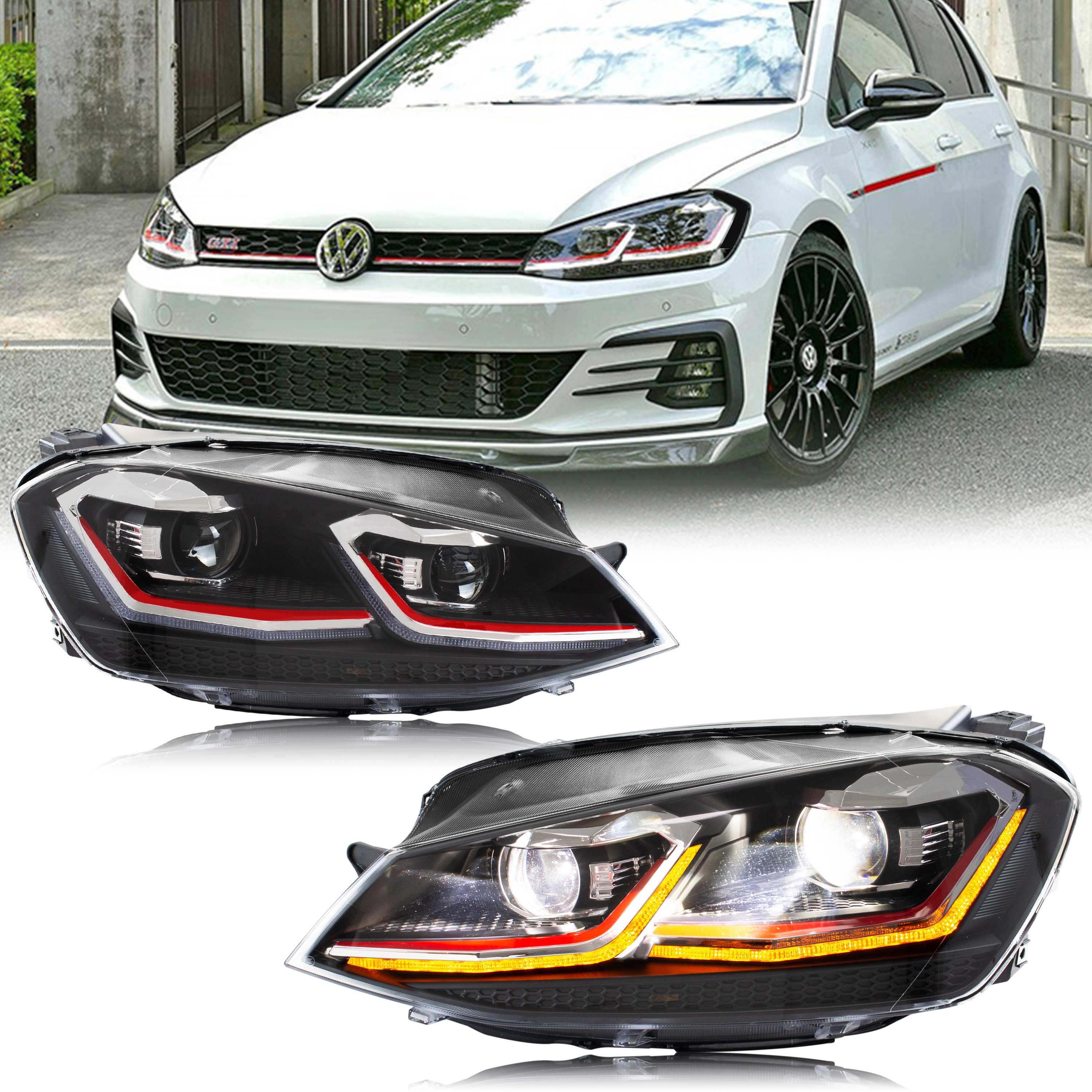 LED ヘッドライト フォルクスワーゲン VW ゴルフ VII ゴルフ MK7 TSI TDI 2012-2017 ダイナミック フロントランプ アセンブリ [GTI/R/GTD/MK7.5 には適合しません]