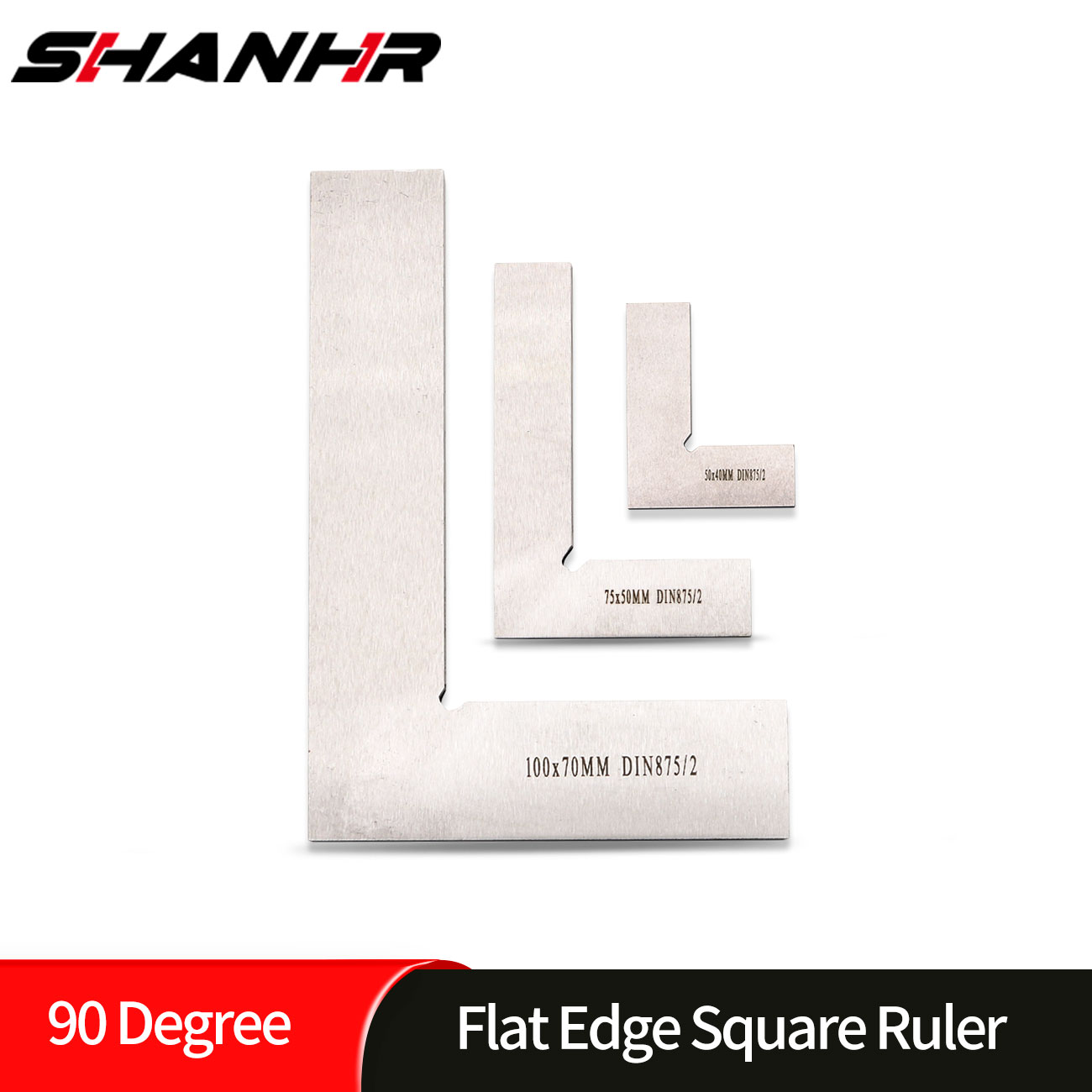 SHANHR 90度フラットエッジスクエア大工用直角定規L字型大工用定規マーキングゲージ大工道具