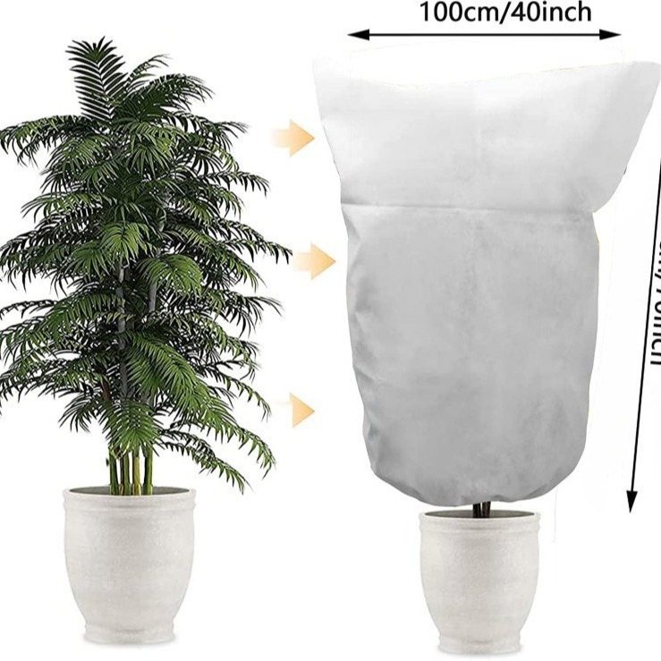 植物不凍液カバー、厚手の不織布不凍液巾着ジッパー、植物越冬用不凍液カバー