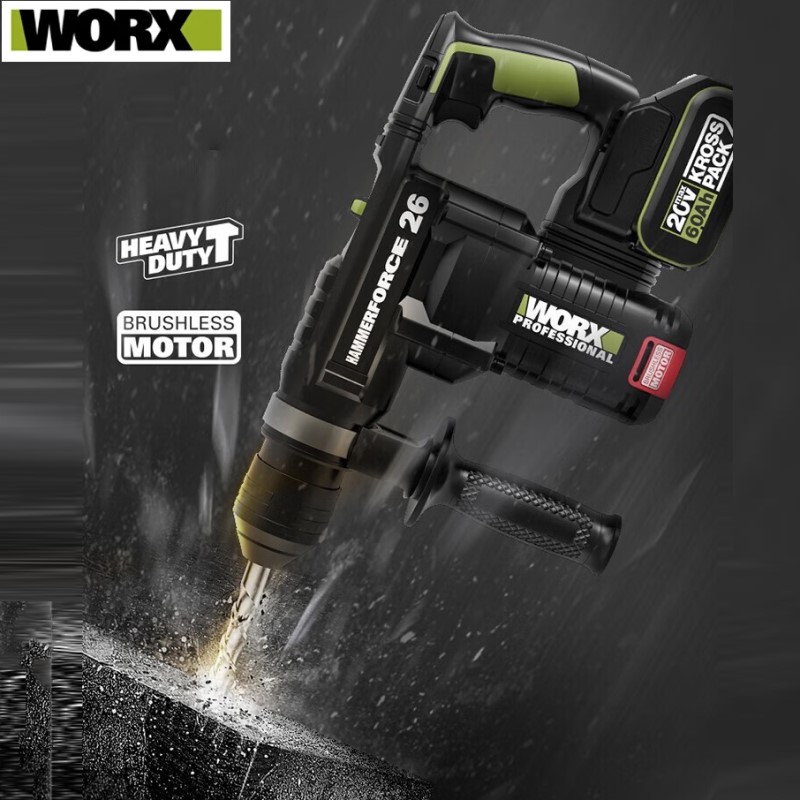 WORX WU399 電動ハンマーインパクトドリル工業用グレードのブラシレスワイヤレス充電多機能 20V リチウム電池